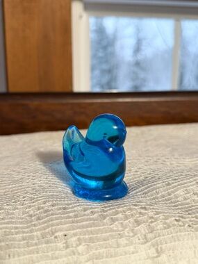 Vintage Blue Bird of Happiness Glass Figure - Signed Leo Ward 1993